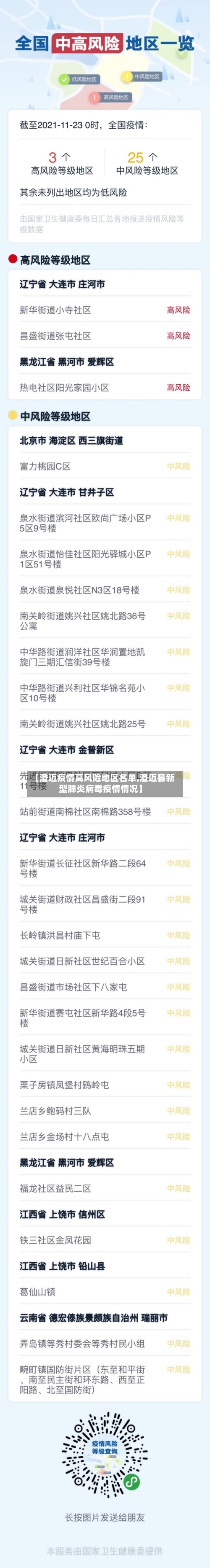 【澄迈疫情高风险地区名单,澄迈县新型肺炎病毒疫情情况】